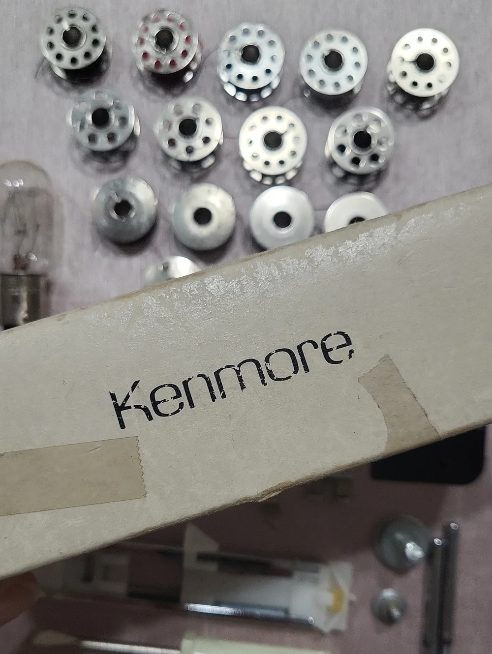 Kenmore Sewing Machine Accessory Kit - Metal Bobbins, Presser Feet, Light, Tools